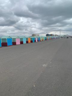Beach huts, approaching Hove